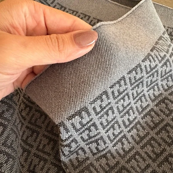 Fendi Gray and Black Monogram Scarf